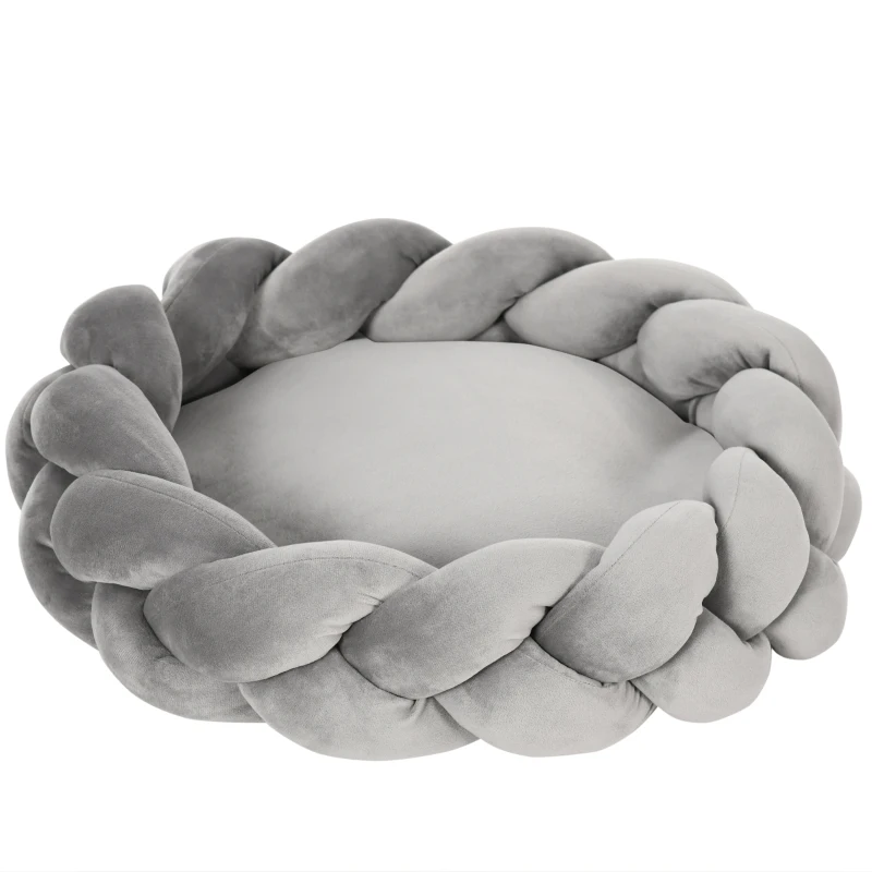 PawHut Cama para Cães Pequenos Lavável Cama para Animais de Estimação Redonda com Almofada Independente 55x55x14 cm Cinza