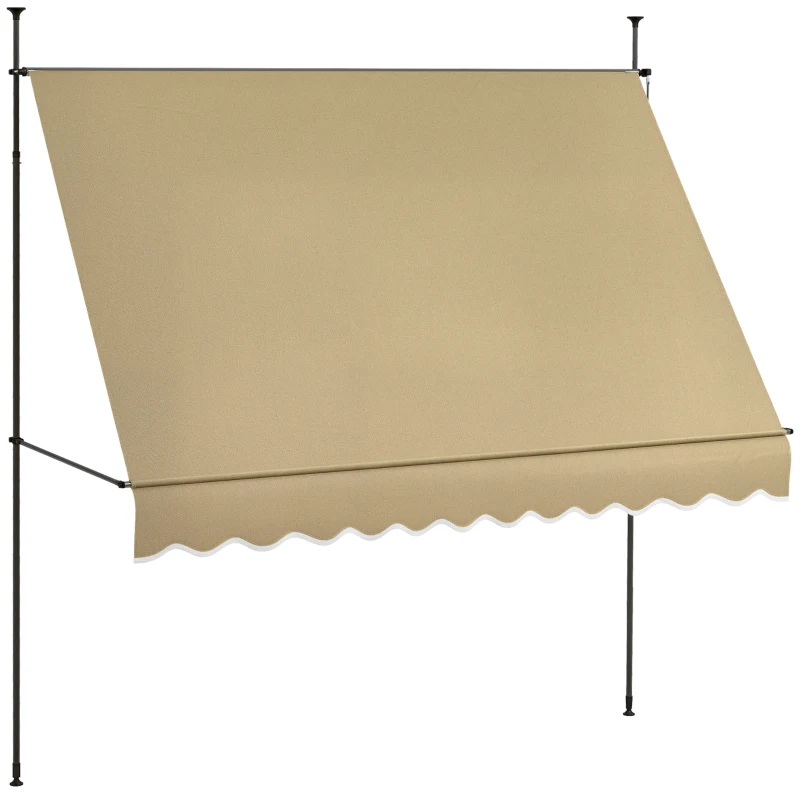 Outsunny Toldo Manual Retrátil com Manivela 300x120x210-300 cm com Altura Ajustável Impermeável para Jardim Varanda Bege