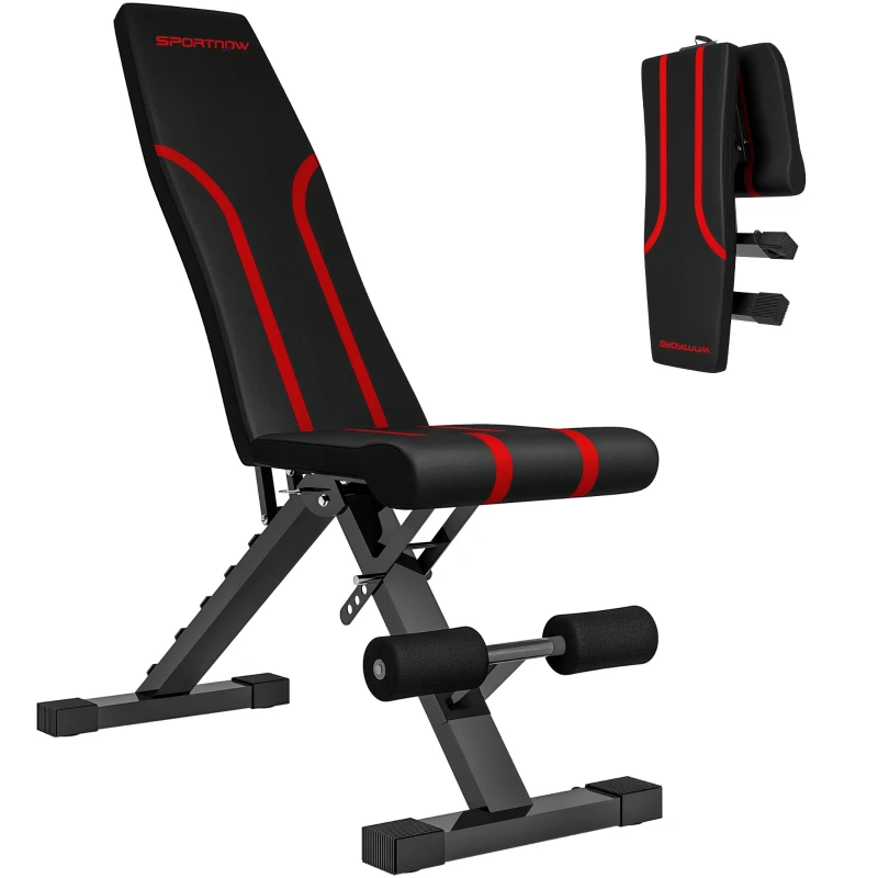 SPORTNOW Banco de Abdominais Ajustável Banco de Musculação Dobrável para Treino de Corpo Completo 82x35x42,5-107 cm Preto
