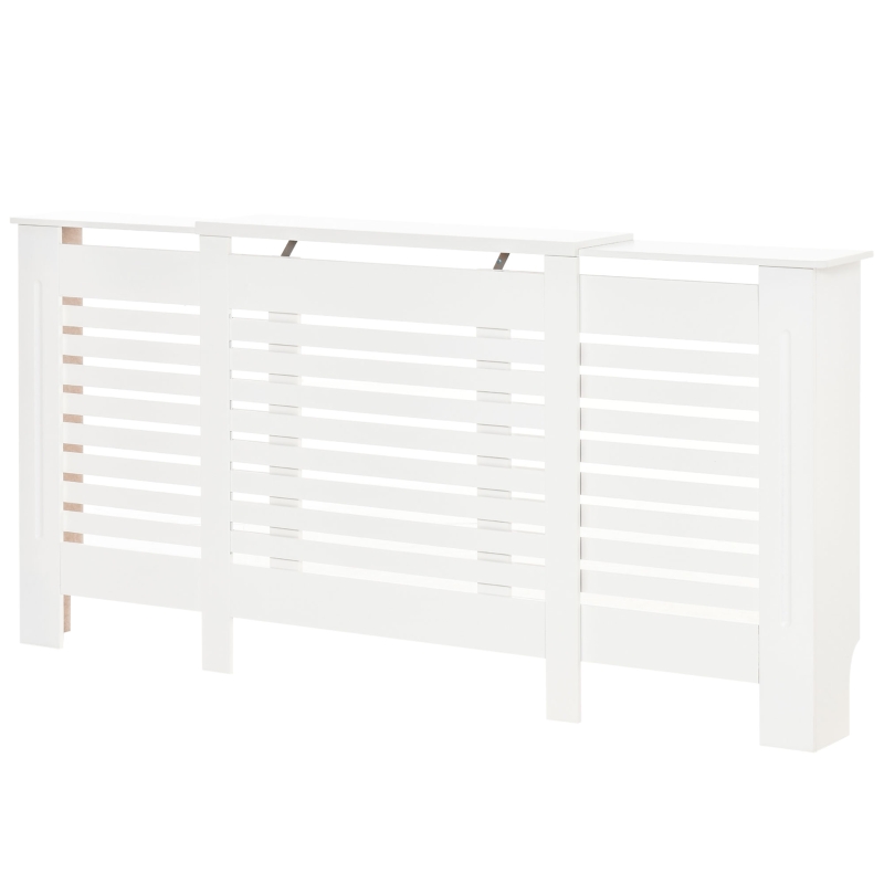 HOMCOM Cache-radiateur Mobile en MDF avec Largeur Réglable et Étagère Supérieure en Bois, 140-202x19x82,5 cm, Blanc