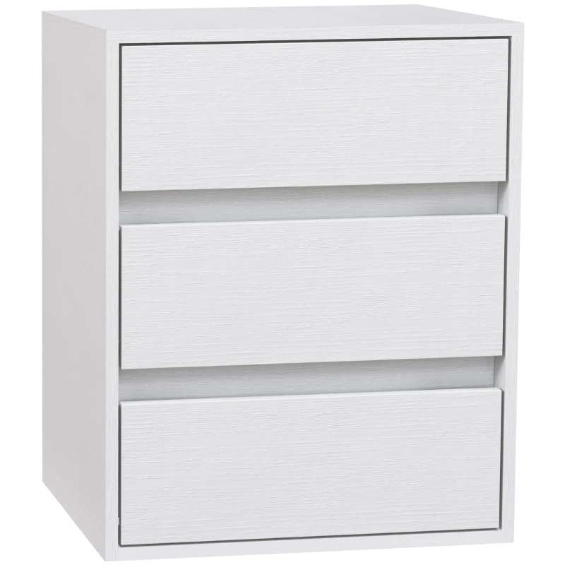 HOMCOM Commode 3 Tiroirs Moderne en Bois Blanc, 40x30x50.5 cm