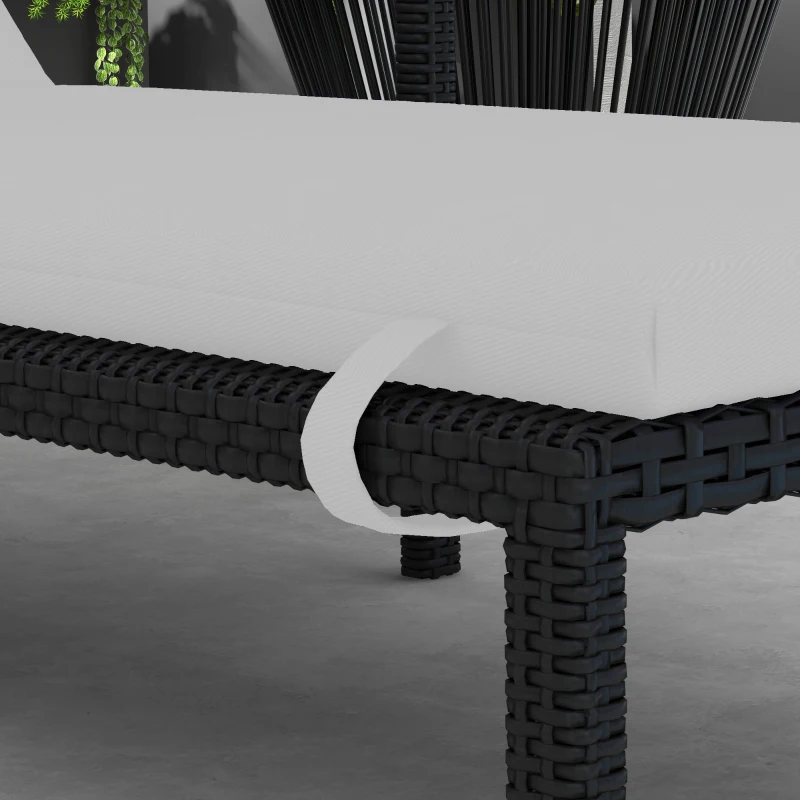 Outsunny Coussin pour Chaise Longue et Transat en Tissu avec Lanières de Fixation, Gris Clair