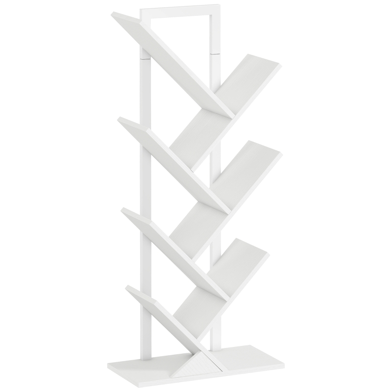 HOMCOM Estante em Forma de Árvore de 7 Níveis Estante de Livros com 7 Prateleiras e Estrutura de Aço 50x24x109 cm Branco