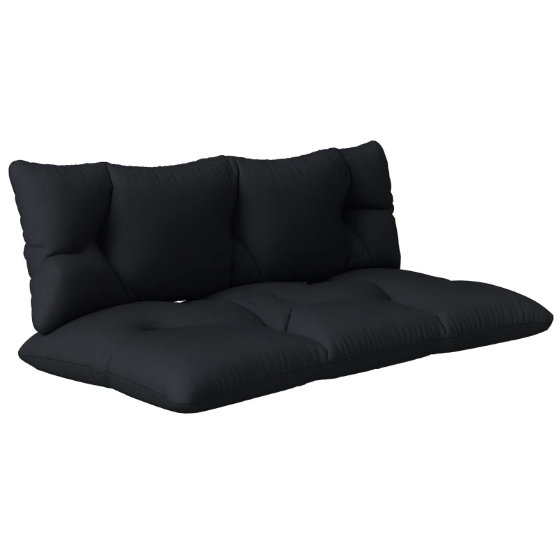 Outsunny Set de 2 Perne pentru Sezut si Spatar pentru Exterior pentru Paleti, Perne de Sezut Hidrofobe, Negru