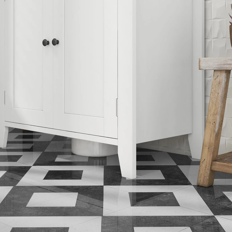 kleankin Mobile Sottolavabo de Salle de Bains à U avec Étagère Réglable Interne, en MDF, 60x30x60 cm, Blanc et bois coloré