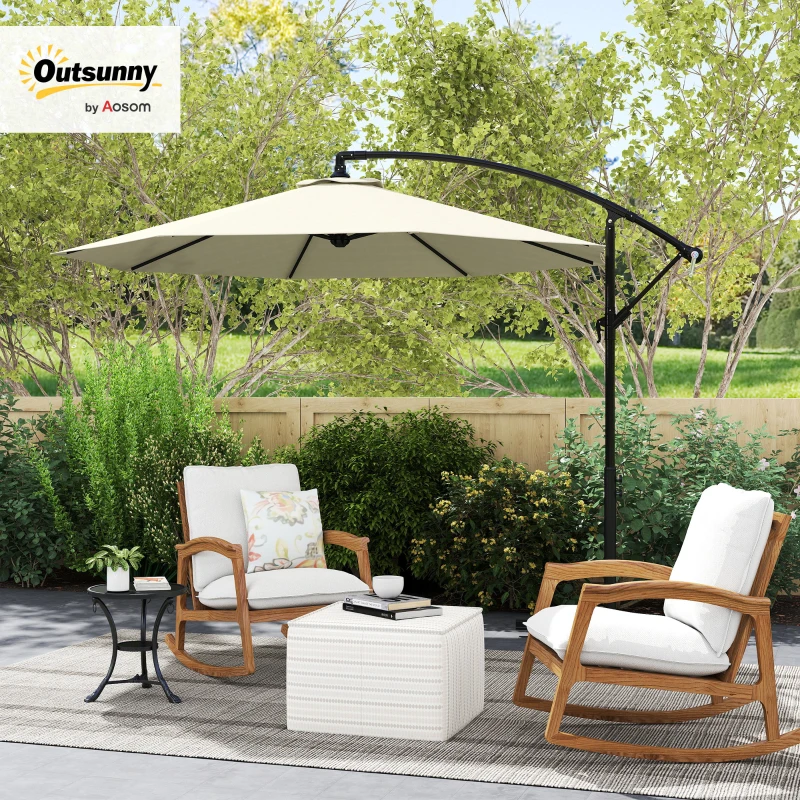 Outsunny 3m Cantilever Parasol, Hanging Parasol, Steel, Weather Resistent, Cream White
