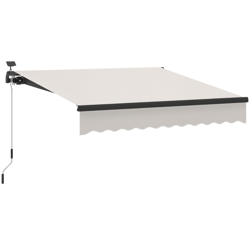 Outsunny Store Rétractable Manuel avec Lumières LED Solaires Inclinaison Ajustable 45-90° et Protection UPF50+ Extérieur 3x2,5 m Crème