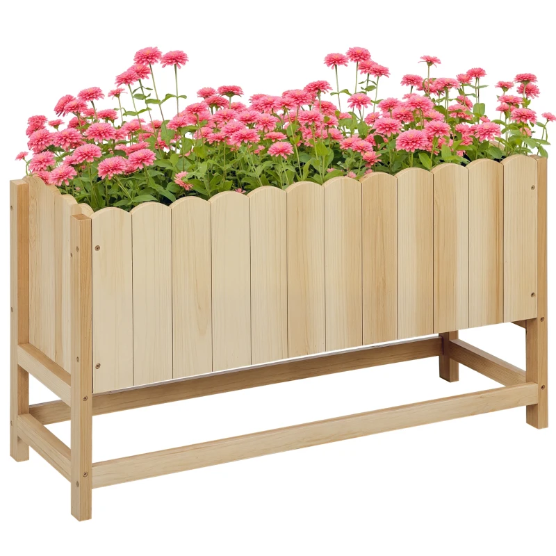 Outsunny Fioriera da Esterno Verticale in Legno con Foro di Drenaggio e Rivestimento Interno, 86x30x50 cm