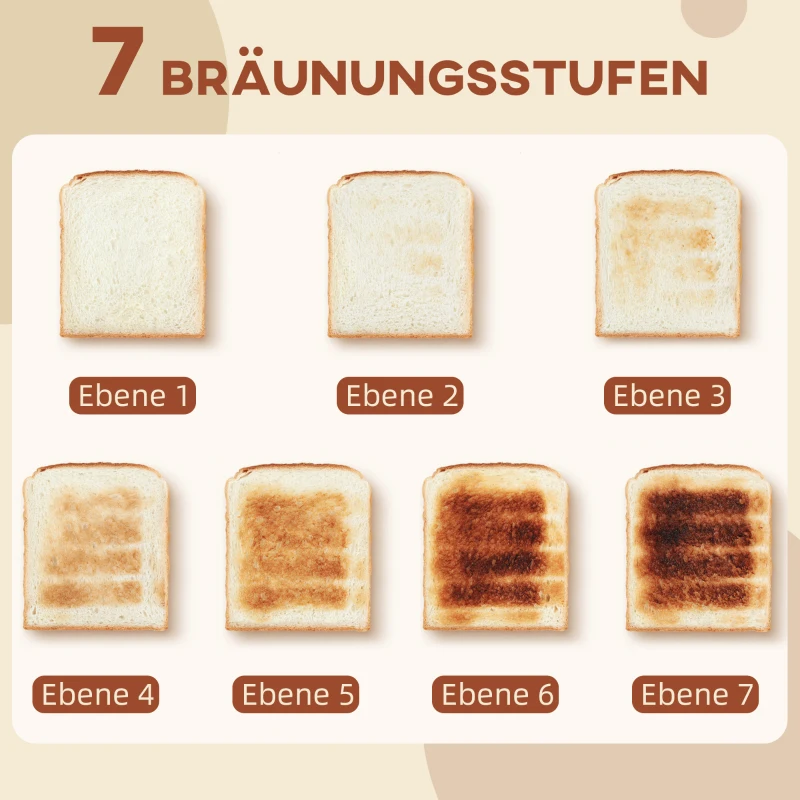 HOMCOM 4-Sleuven-Toaster, golfdesign, meerdere functies, kruimellade, Zwart
