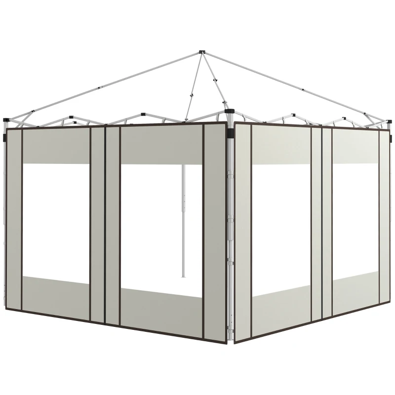 Outsunny Laterales para Carpa de Repuesto de Tela Oxford 2 Paneles de 295x195 cm con 2 Ventanas para Carpas de 6x3 m 3x3 m Crema