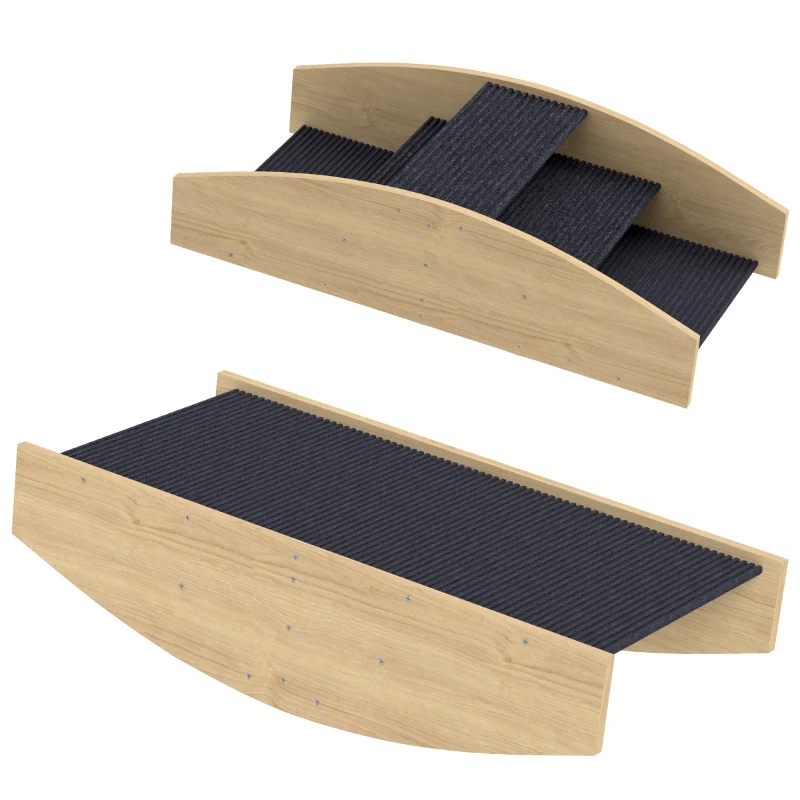 PawHut Bascule d'Agilité pour Chiens, 2-en-1 Bascule et Escalier, antidérapant, Bois de Pin, 80 x 39,5 cm