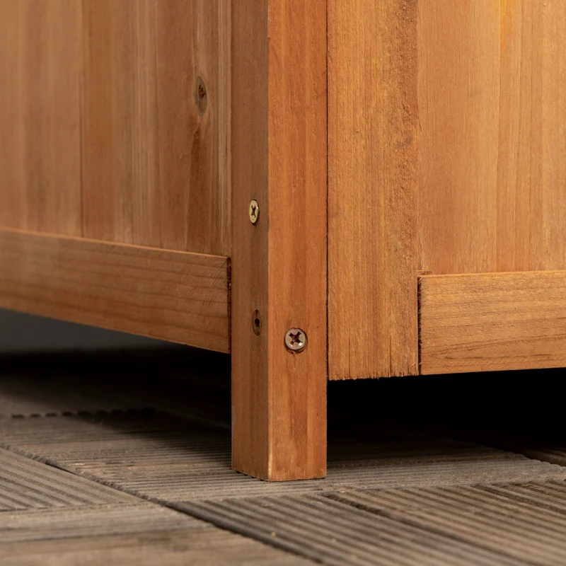 Outsunny Bac à Fleurs de Jardin en Bois de Sapin Marron avec Treillis pour Plantes Grimpantes et Décorations, 40x40x145 cm