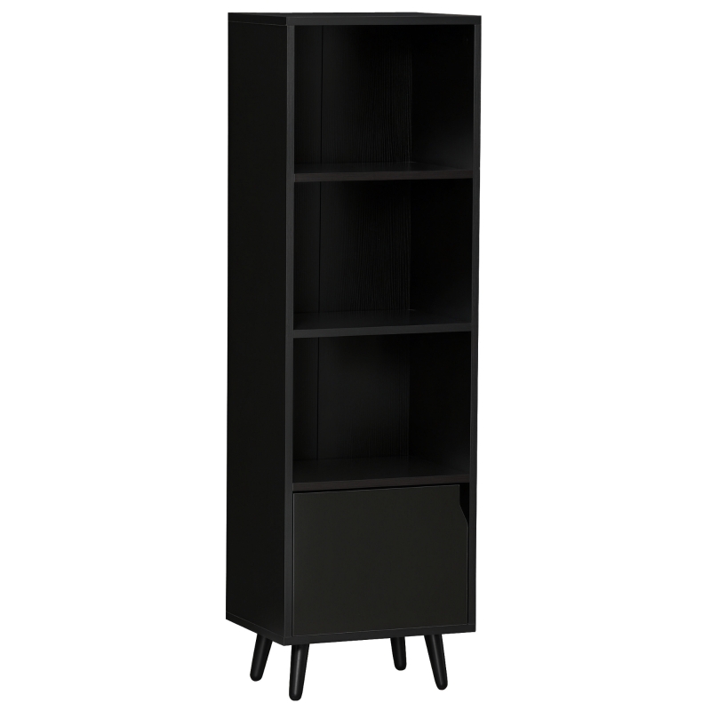 HOMCOM Estantería para Libros con 3 Estantes Abiertos y Cajón Librería Moderno para Almacenamiento Juguetes 40x30x129,5cm Negro