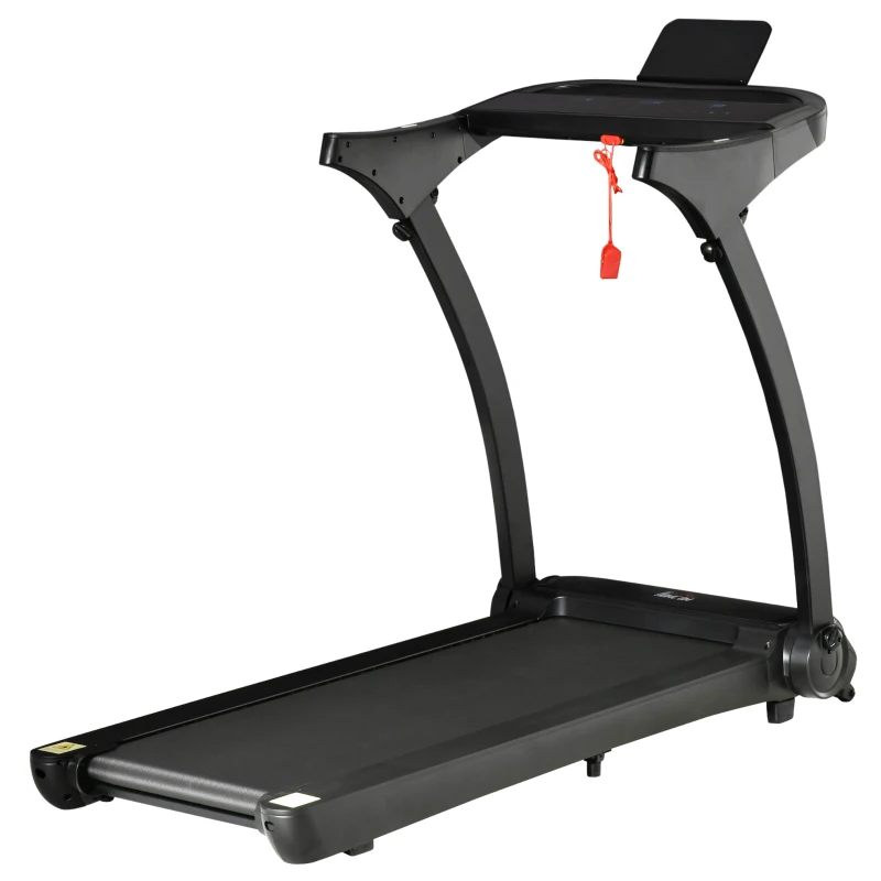 HOMCOM Cinta de Correr y Andar Plegable con 12 Programas Velocidad hasta 14 km/h Pantalla LED Pulsómetro Superficie Grande 122x41 cm y Ruedas de Transporte 153x77x124 cm Negro