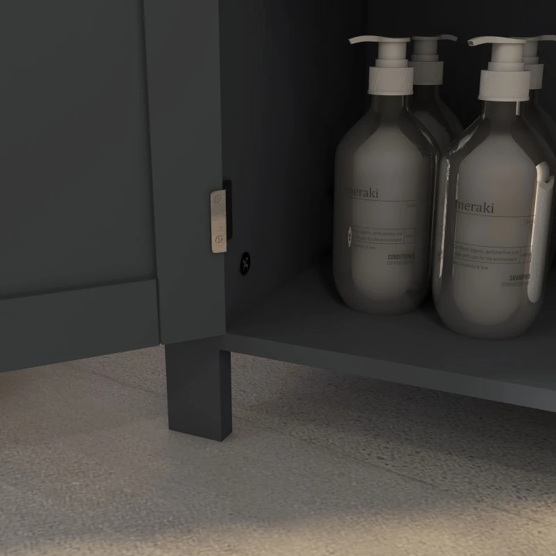 kleankin Meuble de Salle de Bain à 3 Étagères en MDF et Panneau de Particules avec Étagère Intérieure Réglable, 60x30x80.5 cm