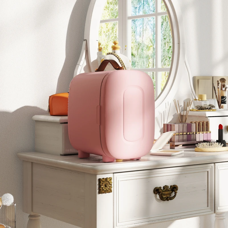 HOMCOM Mini Kühlschrank Kühlschrank Beauty Fridge, 4 L Fassungsvermögen, 20,3 x 26,3 x 28 cm, Rosa(m-9)