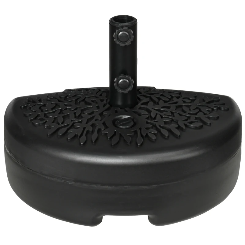 Outsunny Base pour Parasol Demi-Circulaire Remplissable avec Sable ou Eau pour Poteaux 38-48mm, Noir