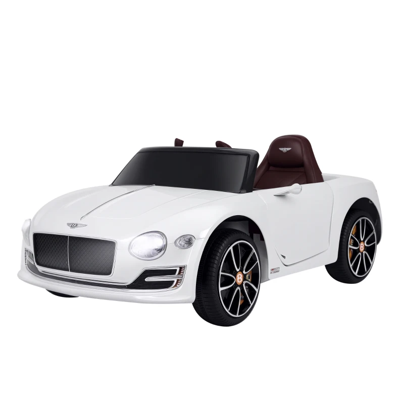 HOMCOM Macchina Elettrica per Bambini Bentley GT 6V, con Doppi Motori, Auto Elettrica per Bambini con Telecomando, Clacson, Suoni, Fari e 2 Portiere Apribili, 2.5-5 km/h, per 3-5 Anni, Bianco
