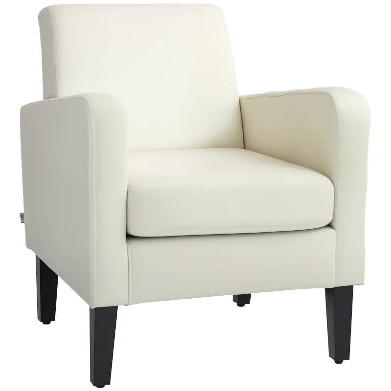 HOMCOM Poltroncina da Camera Moderna in Tessuto con Braccioli, 66x72x74 cm, Crema