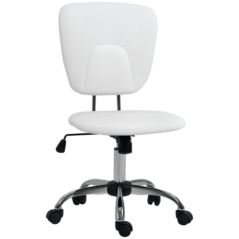 Vinsetto Cadeira de Escritório Giratória de Couro PU com Altura Ajustável e Função Basculante 50x54x87,5-96,5 cm Branco