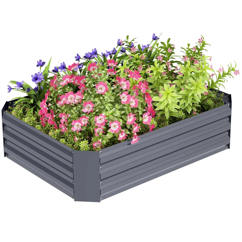 Outsunny Potager surélevé en acier galvanisé, Bac à plantes pour jardin, Bac à fleurs, 120 x 90 x 30 cm, Gris foncé