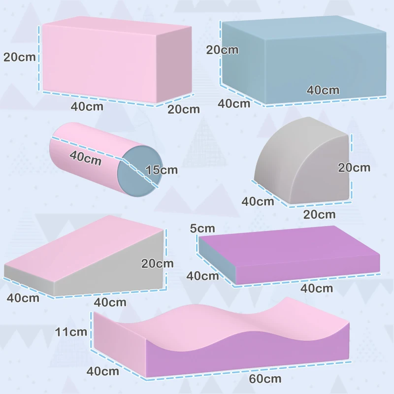 HOMCOM Ensemble de blocs de construction en mousse pour enfants, favorise la créativité, similicuir, 40x40x20 cm, Multicolore, 1-3 ans