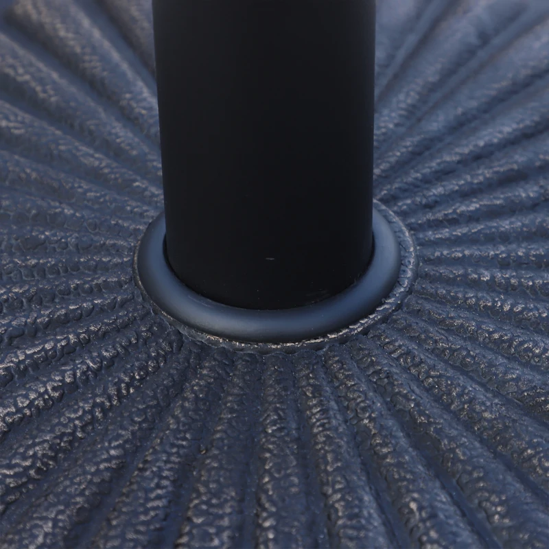 Outsunny Base Parasol Ronde pour Mats de Ø3,8-4,8cm avec Décoration et Poignée, Poids 15kg Ø49x32cm