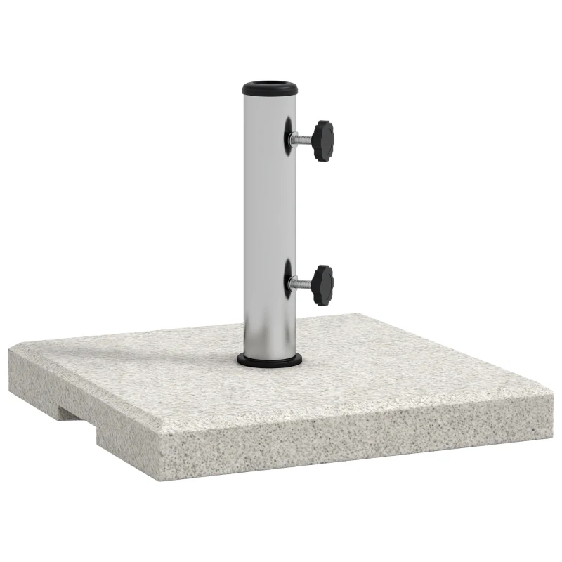 Outsunny Base pour Parasol de Jardin 25kg pour Poteaux de Ø32mm, Ø38mm et Ø48mm, en Granit et Acier Inoxydable, 38x38x38 cm, Gris
