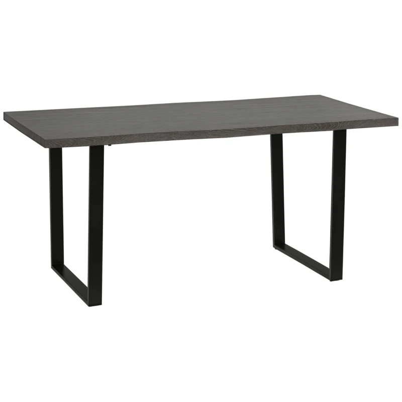 HOMCOM Mesa de Comedor Estilo Industrial con Encimera de Madera y Patas de Acero para hasta 6 Personas 160x85x75 cm Gris