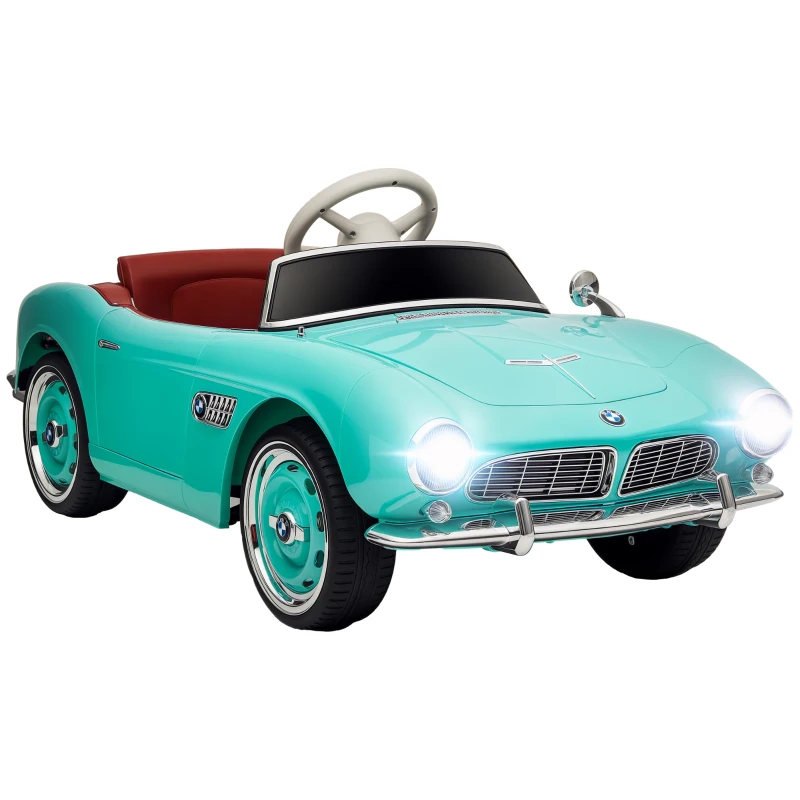 HOMCOM Macchina Elettrica per Bambini a 2 Porte con Licenza BMW 507, con Clacson e Telecomando, 115x55x47 cm, Verde