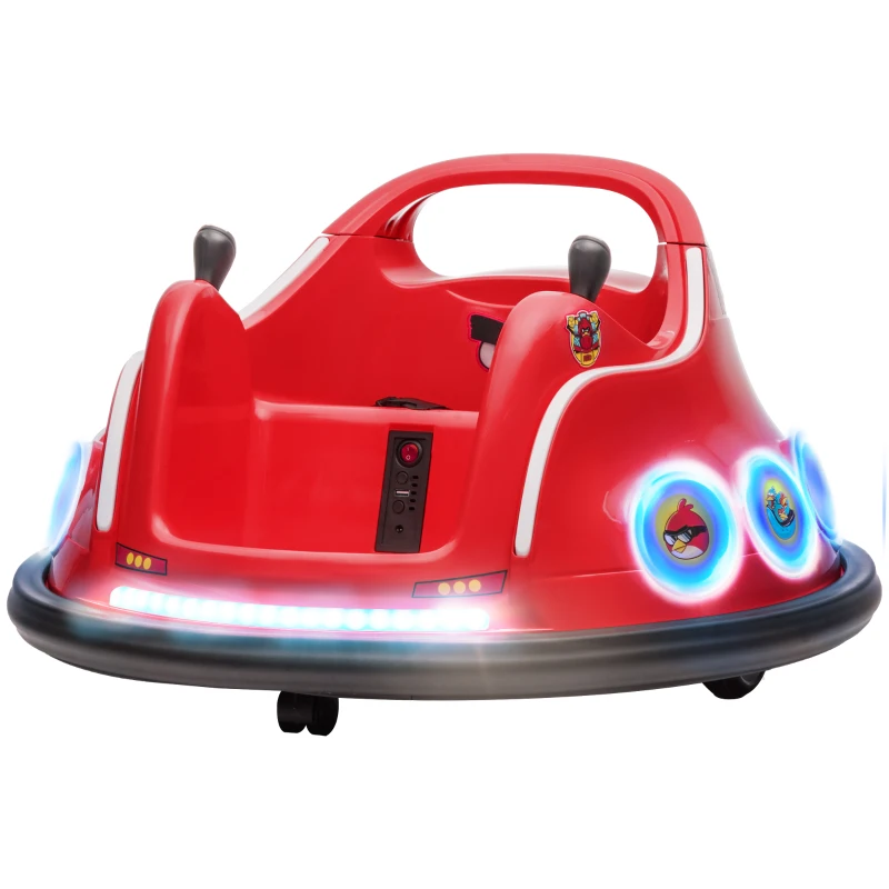 AIYAPLAY Angry Bird Licensed Waltzer Car, 12V Kids Bumper Car w/ Joysticks, Remote, Music LED Lights, Red