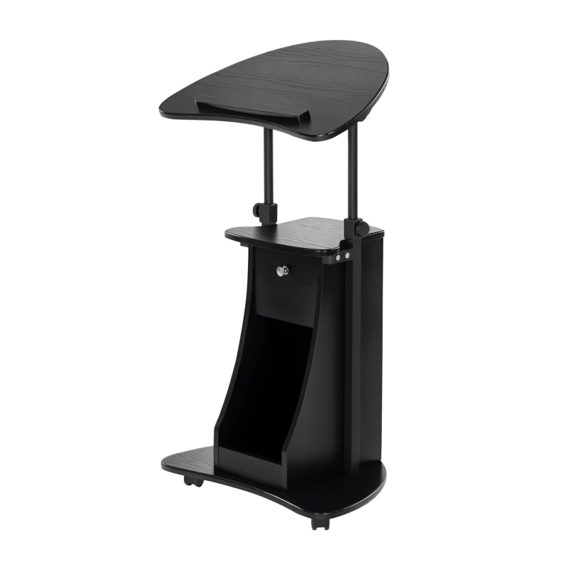 HOMCOM Table ordinateur portable bureau support ordinateur portable plateau conférence station de travail réglable noir