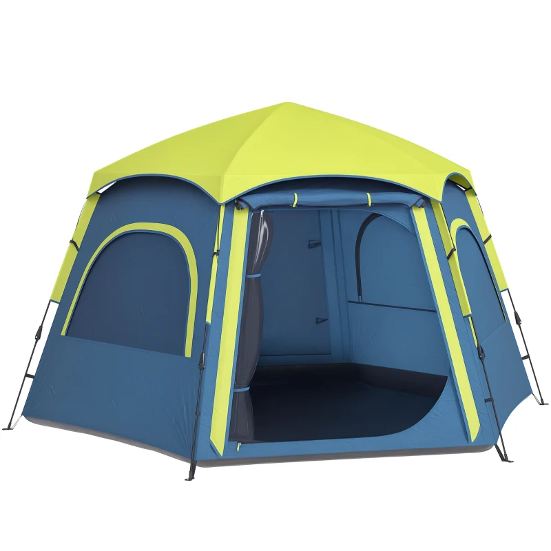 Outsunny Tenda de Campismo para 2-3 Pessoas Dobrável com Fácil Instalação e Bolsa de Transporte 280x240x155 cm Azul e Verde
