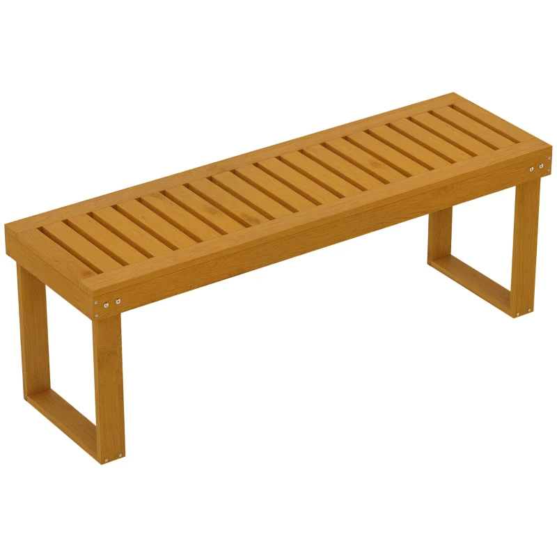 Outsunny Banco de Jardín de Madera de 2 Plazas con Asiento de Lamas Carga 300 kg para Exteriores 120x34x43 cm Teca