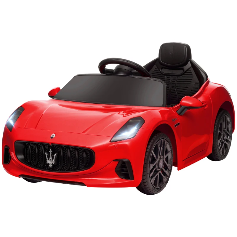 AIYAPLAY Voiture Électrique pour Enfants Maserati Gran Turismo Folgore avec Batterie 12V Télécommande Phares Klaxon et Musique MP3 Rouge