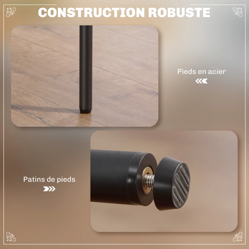 HOMCOM Lot de 2 chaises de salle à manger avec dossier en tissu pieds en acier 51 x 51 x 76 cm gris clair