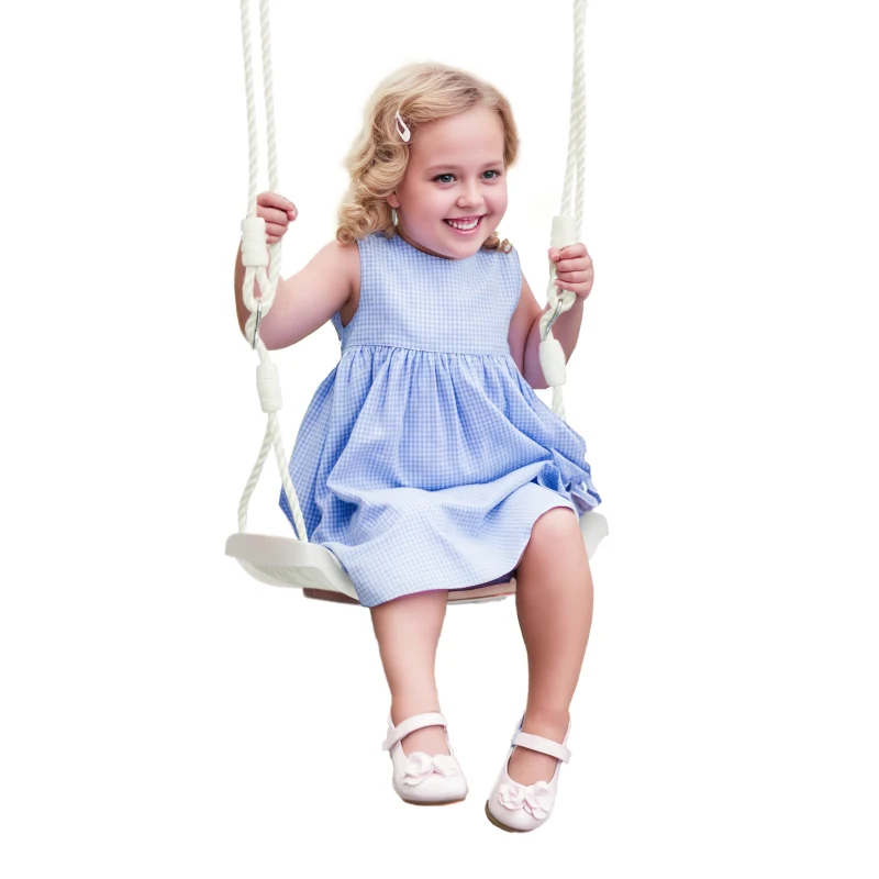 Outsunny Altalena per Bambini 9-36 Mesi in PP e PE con Corda Regolabile e Luci LED, 39x16.5x120-180 cm, Bianco