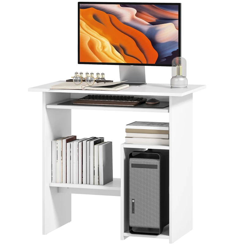 HOMCOM Bureau d'ordinateur, Bureau, Panneau de particules, Métal, 80 x 45 x 75 cm, Blanc