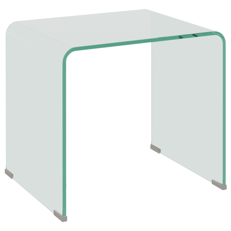 HOMCOM Table Basse en Verre Trempé Moderne pour Salon avec Design Monobloc, 50x40x45 cm, Transparent