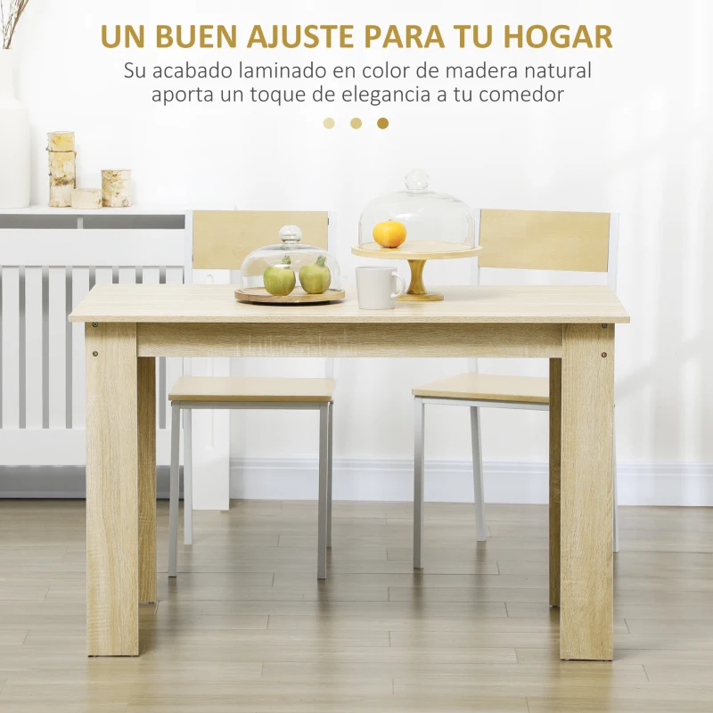 HOMCOM Mesa de Comedor para 4-6 Personas Rectangular de Melamina de Madera y Estilo Moderno 120x69x75 cm Roble