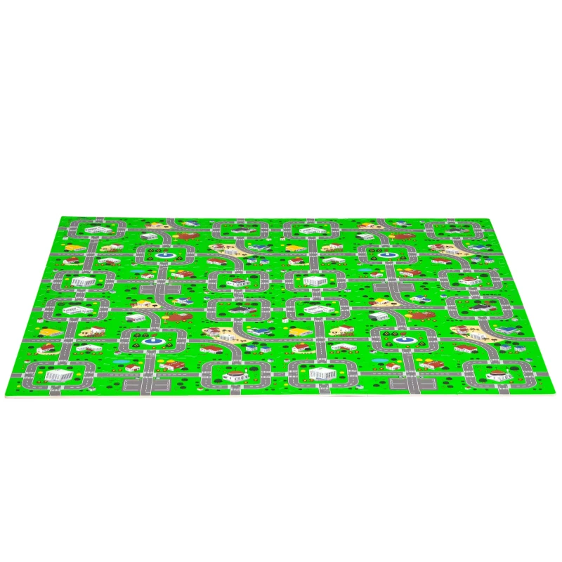 HOMCOM Alfombra Puzzle Infantil con 36 Piezas 31,5x31,5x1 cm Juego Rompecabezas Infantil Modelo Carreteras de Espuma EVA Área de Cobertura 3,24 m² Multicolor