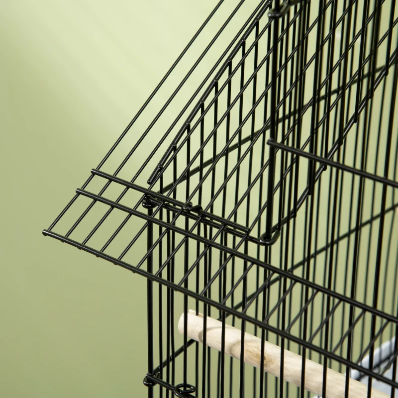 PawHut Cage pour Oiseaux en Métal et Plastique avec Poignée de Transport et Plateau Amovible, 50,5x41x63 cm, Blanc