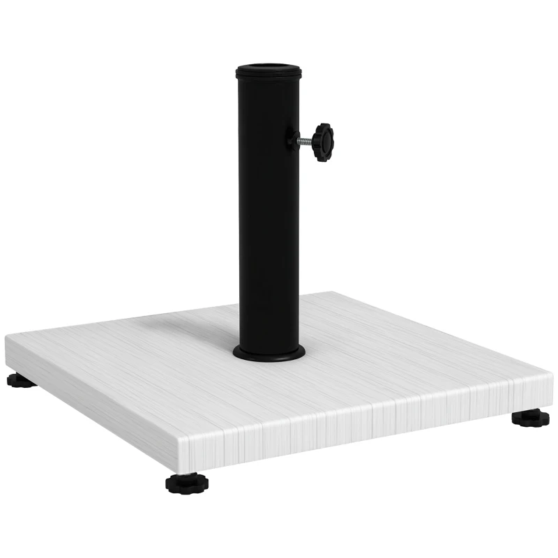 Outsunny Baza pentru Umbrela de 25kg din Metal si Ciment, Postament pentru Umbrela de Gradina cu Finisaj Efect lemn Alb