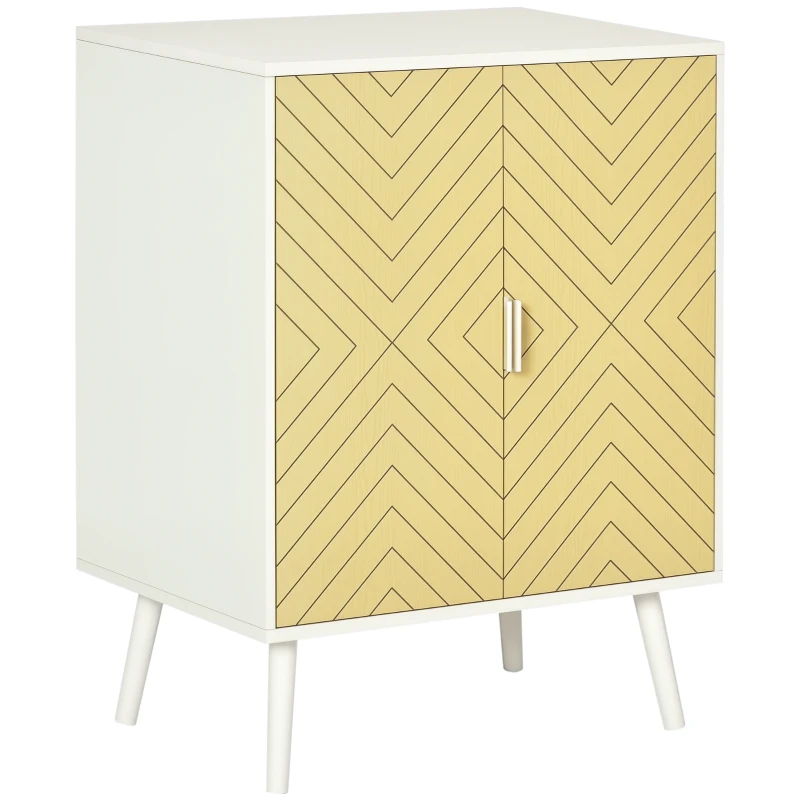 HOMCOM Credenza Moderna in Legno, Mobiletto Multiuso con Ripiani per Soggiorno, Camera o Ingresso con 2 Antine e Mensola Regolabile, 60x40x80cm