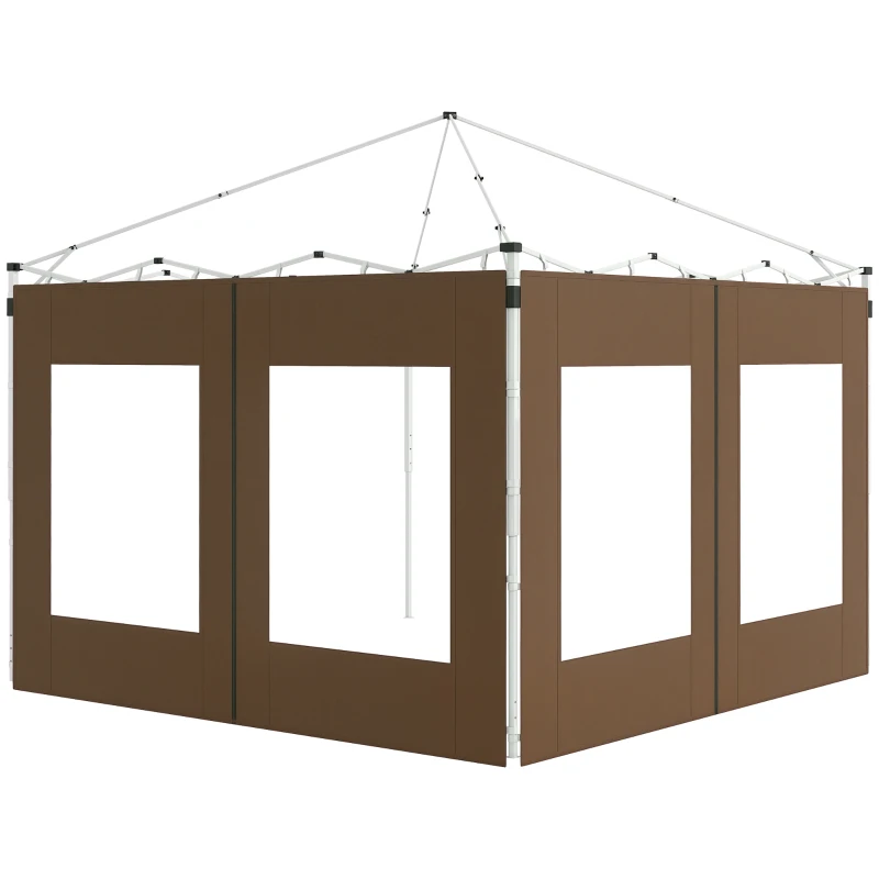 Outsunny Laterales para Carpa de Repuesto de Tela Oxford 2 Paneles de 295x195 cm con 2 Ventanas para Carpas de 6x3 m 3x3 m Marrón