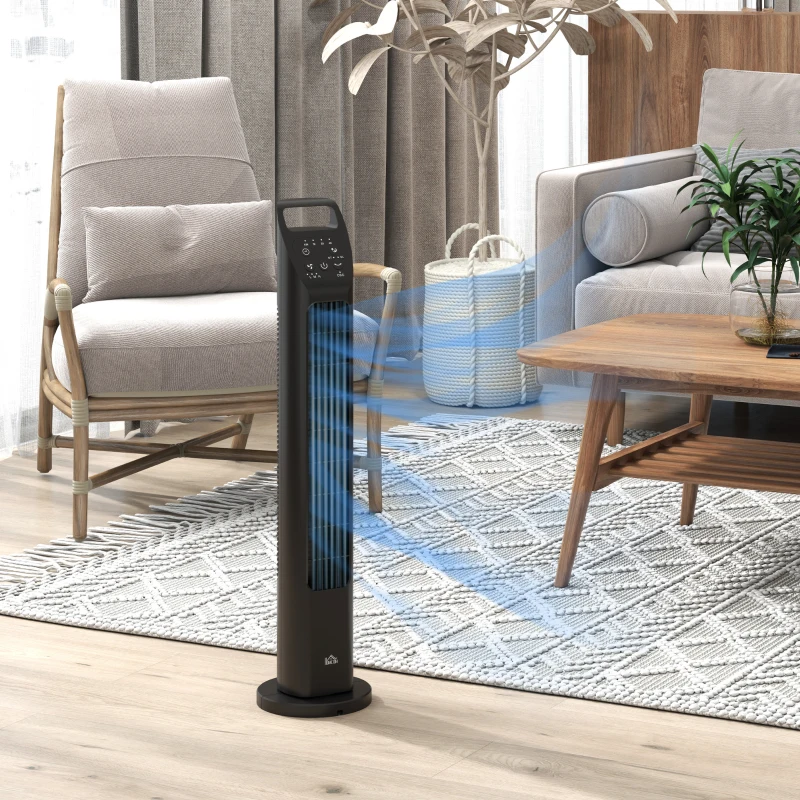 HOMCOM Ventilateur sur Pied, Ventilateur sur Socle, Climatiseur, 3 Modes, oscillant, Minuterie, Noir