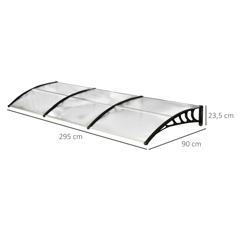 Outsunny Auvent protecteur, protection solaire et contre la pluie, avec support mural, 295x90 cm, Blanc