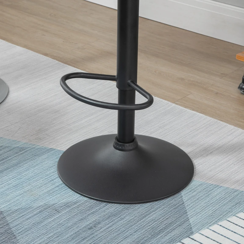 HOMCOM Ensemble de 2 tabourets de cuisine modernes en similicuir avec dossier et repose-pieds, hauteurs réglables, base ronde, 51,5x57,5x93-114,5 cm, Vert Militaire