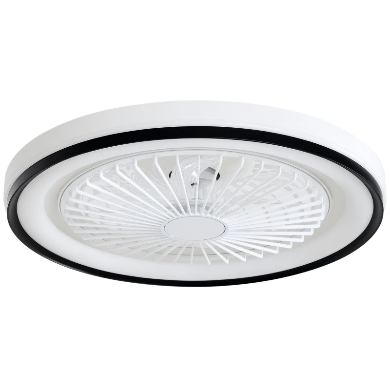HOMCOM Ventoinha de Teto com Luz LED 48,5 W Motor DC Reversível Silenciosa com Controlo Remoto 6 Velocidades Temporizador  Ø48x13 cm Branco