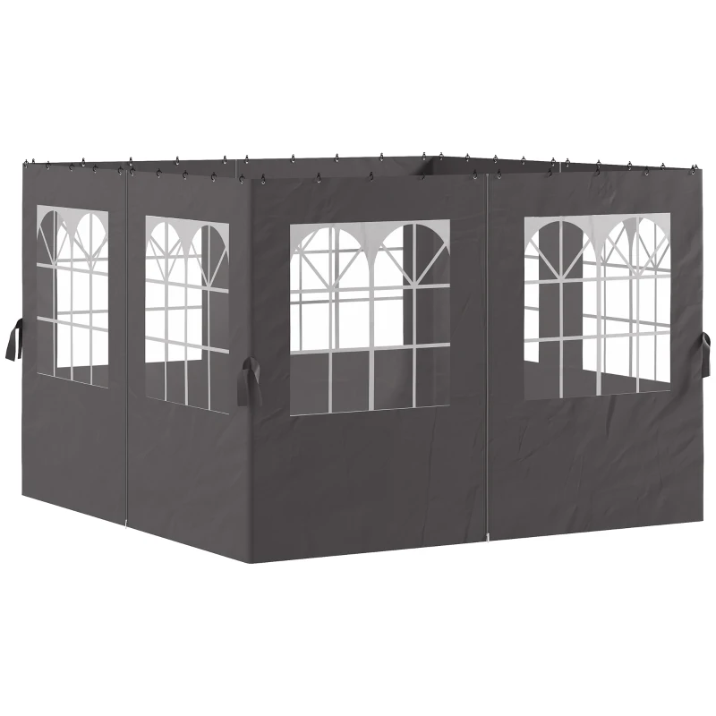 Outsunny Parois de pavillon, panneaux de parois latérales pour pavillon de jardin, avec fermeture éclair, 3 x 4 m Pavillon, Gris foncé
